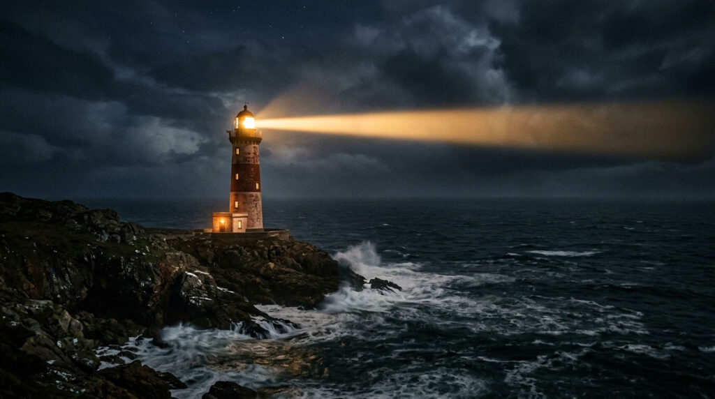 A lighthouse representing the Lord as a refuge in the storm of anxiety.