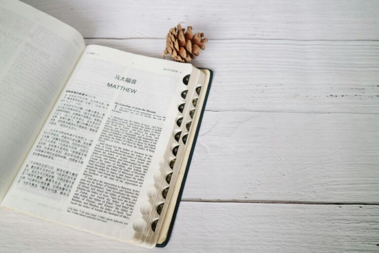 Bible open to Matthew chapter 16 for verse-by-verse commentary and study