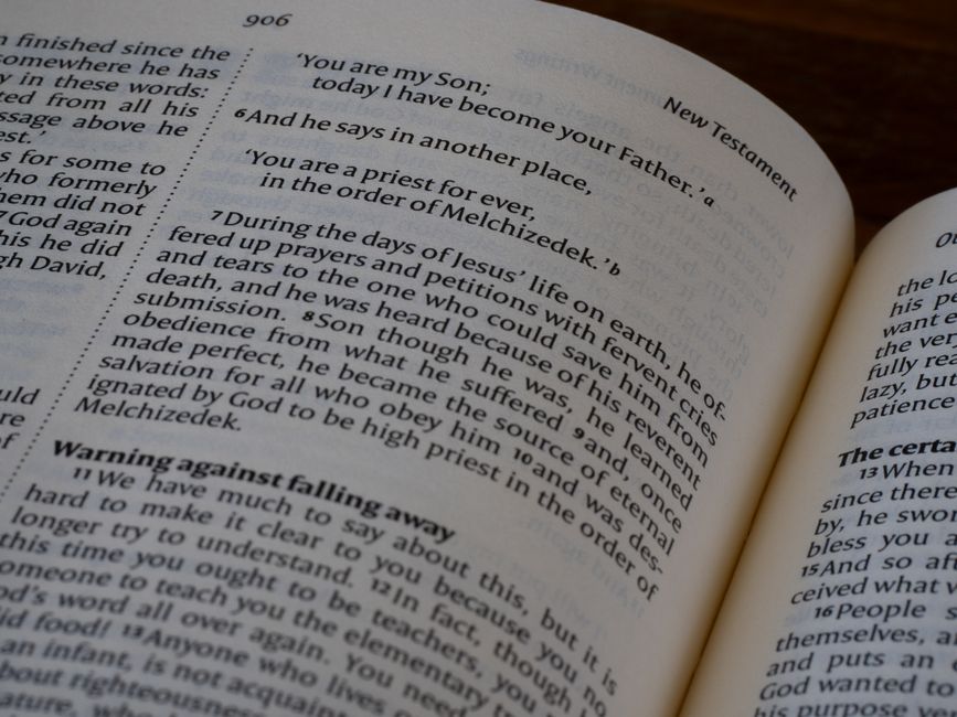 Bible open to Hebrews chapter 6 for verse-by-verse commentary and study
